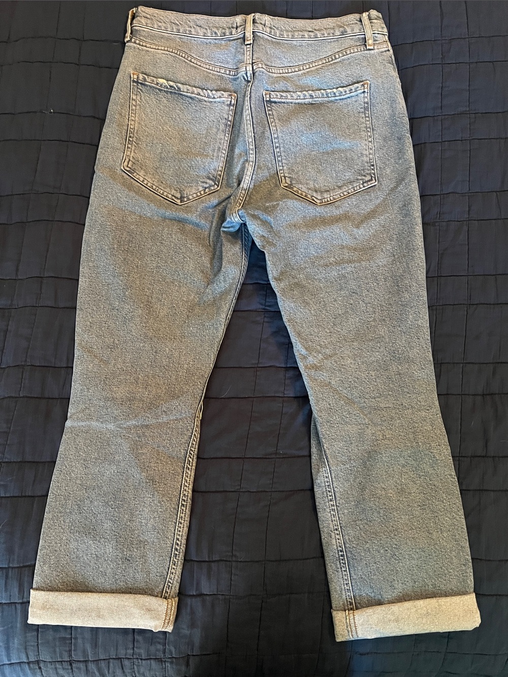 Agolde Riley High Rise Crop Light Wash Ripped Jeans - Picture 6 of 6